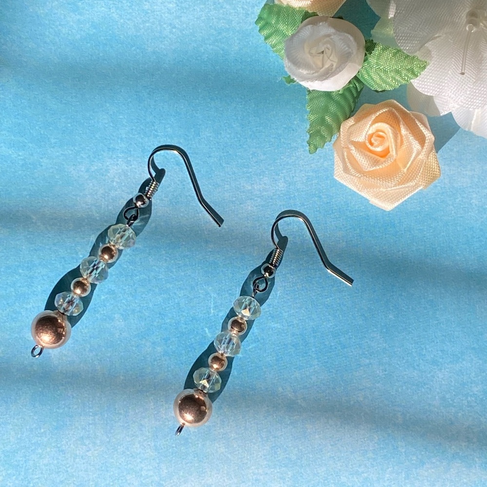 Elegant Silver and Gold Beaded Earrings